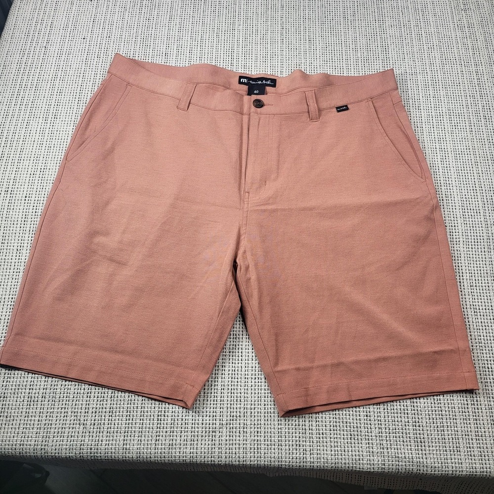 Travis Mathew Shorts Mens‎ 40 Pink Chino Stretch Flat Front 11 Inseam Casual